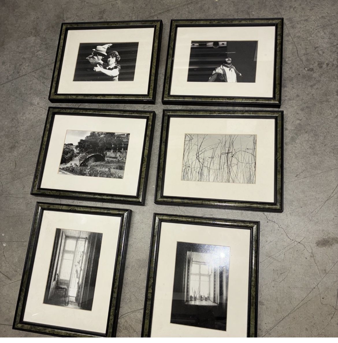 Framed Black & White Prints Set Of 6 Size 11”x9”