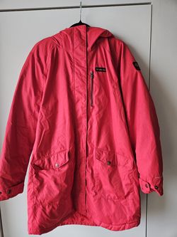 Columbia Red Hooded Winter Parka Jacket .Size L