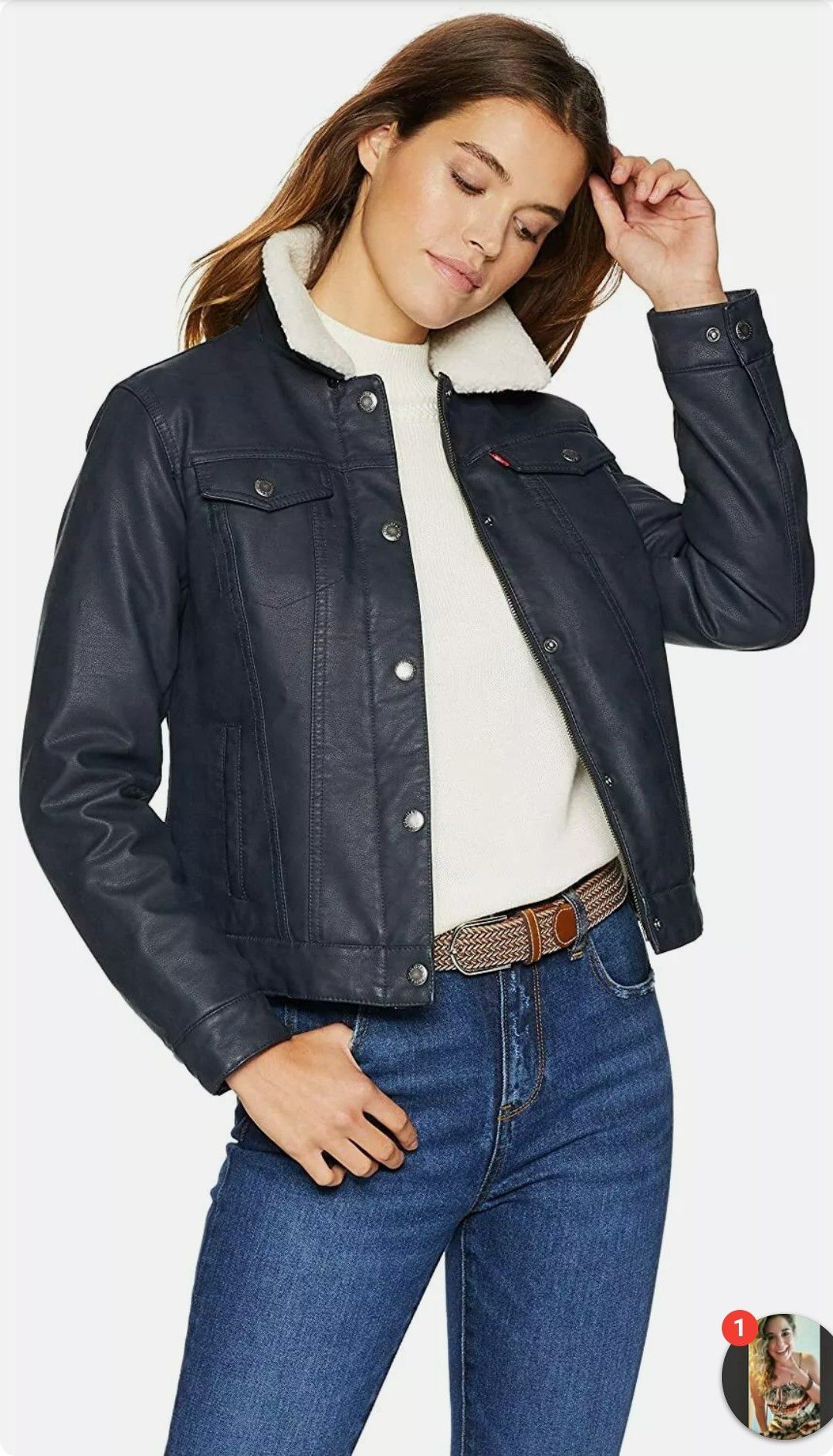 Levi's Classic Sherpa Lined Faux Leather Trucker Jacket - Women's Size  Medium. Condition is New with tags. Style Code: LW8JU777 NVY for Sale in  Denver, CO - OfferUp