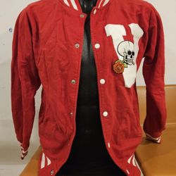 Vita Morte Red Skull Rose Varsity Jacket