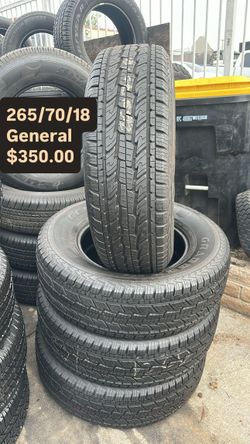 SET OF FOUR USED TIRES 265/70/18 GENERAL 