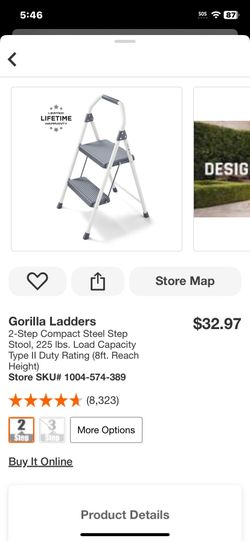 2-Step Compact Steel Step Stool, 225 lbs. Load Capacity Type II Duty Rating (8ft. Reach Height)