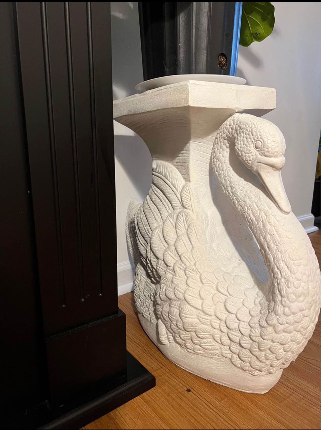 Pair of Large White Swan Plant Stand/ Stool