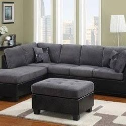 BRAND NEW 3 PIECES SECTIONAL COUCH WITH OTTOMAN INCLUDED