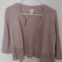 Chico's Knit Crochet Cardigan Size 0