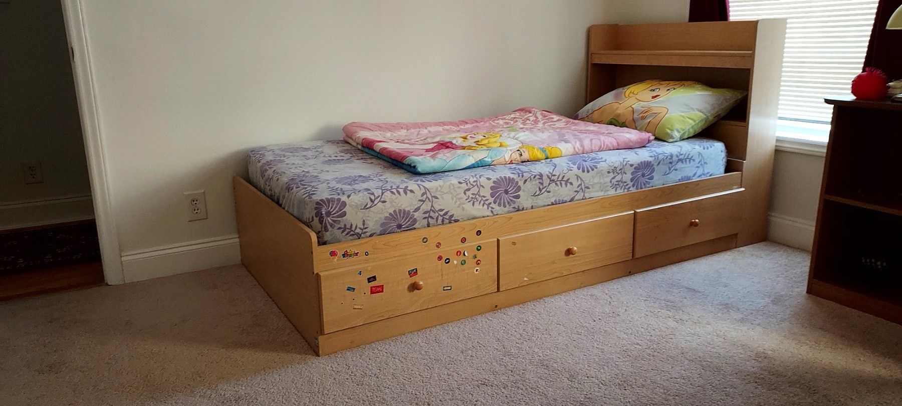  Twin size bed with storage. Mattress and sheet included. 
