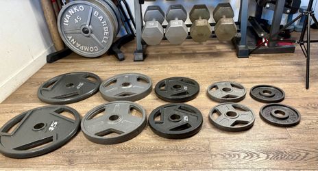 BRAND NEW Set Of Olympic Cast Iron Weight Plates  from 5s to 45s  Pounds [Total: 240 lbs]