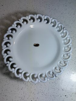 Vintage Fenton Milk Glass Open Lace Plate Plant-A-Plate Wall Planter 10