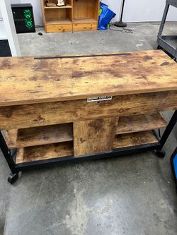 Sauder Industrial Rolling Media Console with Storage