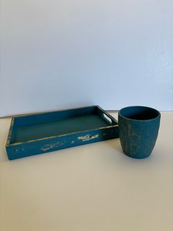 Turquoise With Gold Leaf Decor