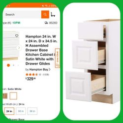 Gabinete De Cocina Nuevo Cajonera Color Blanco 3 Cajones 24 in. W x 24 in. D x 34.5 in. H 