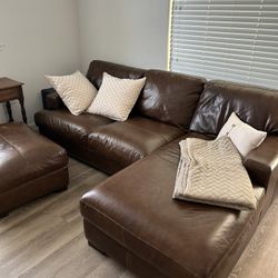 100% Brown Leather Couch Made In Italy