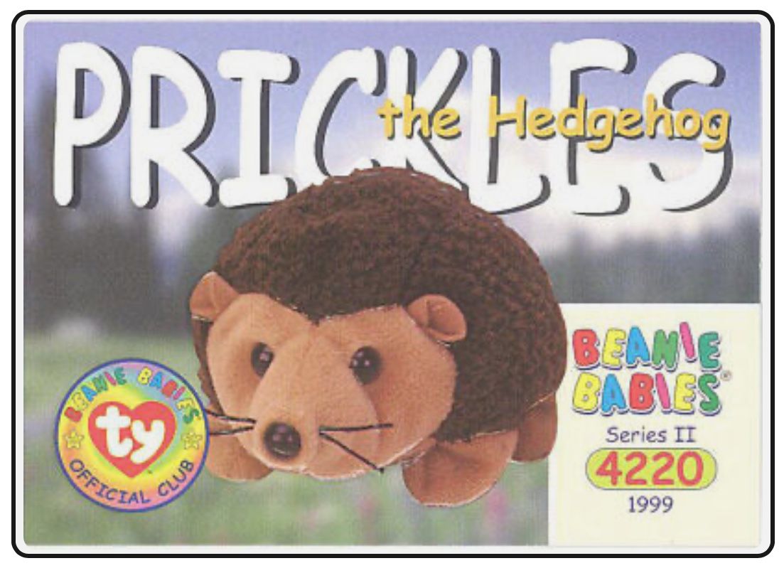 TY Beanie Babies BBOC Card - Series 2 Common - PRICKLES the Hedgehog - NM/Mint