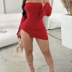 Large Red Sexy Bodycon Dress 