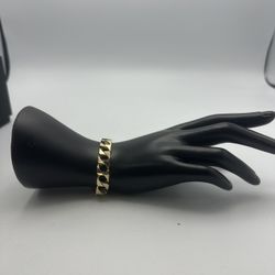 14kt Yellow Gold Solid Curb Link Bracelet 9”