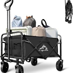 Collapsible Utility Cart Folding Wagon, 320lbs Capacity Lightweight Rolling Cart with Quiet Wheels, Quick-Fold Design for Camping, Shopping, Ourdoor U