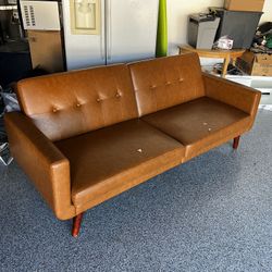 Vegan Leather Convertible Sofa 80” Long 