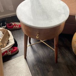 Marble Side Table With Drawer