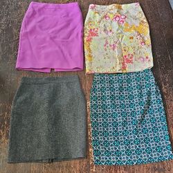 Woman's J. Crew Lot Of 4 Wool A-line Pencil Skirts Size 4