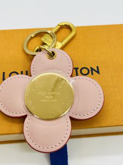 Authentic Louis Vuitton Leather Red & Pink Flower Bag Charm Key