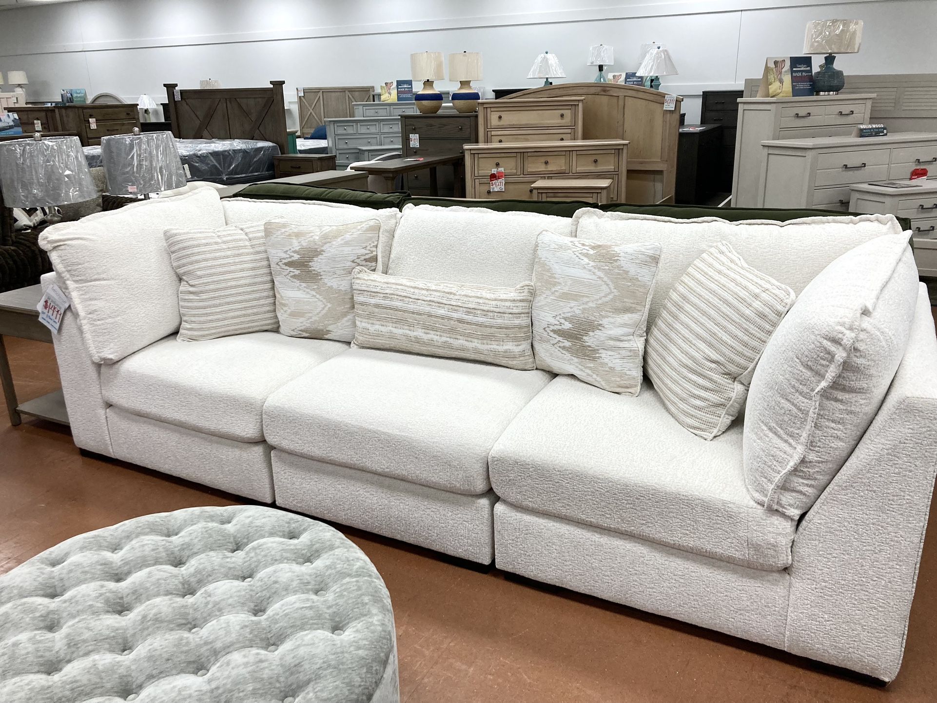 New 3 Piece 120” White Sofa