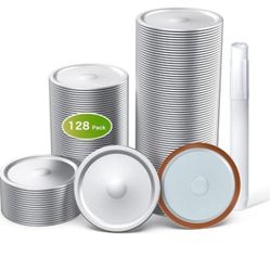 Regular Mouth Canning Lids, 128 Count Split Type Mason Jar Lids for Ball, Kerr Jars, Food Grade Material, Silver/70MM
