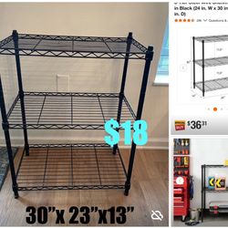$18 Black 3-Tier Steel Wire Shelving Unit in Black (23 in. W x 30 in. H x 13 in great condition