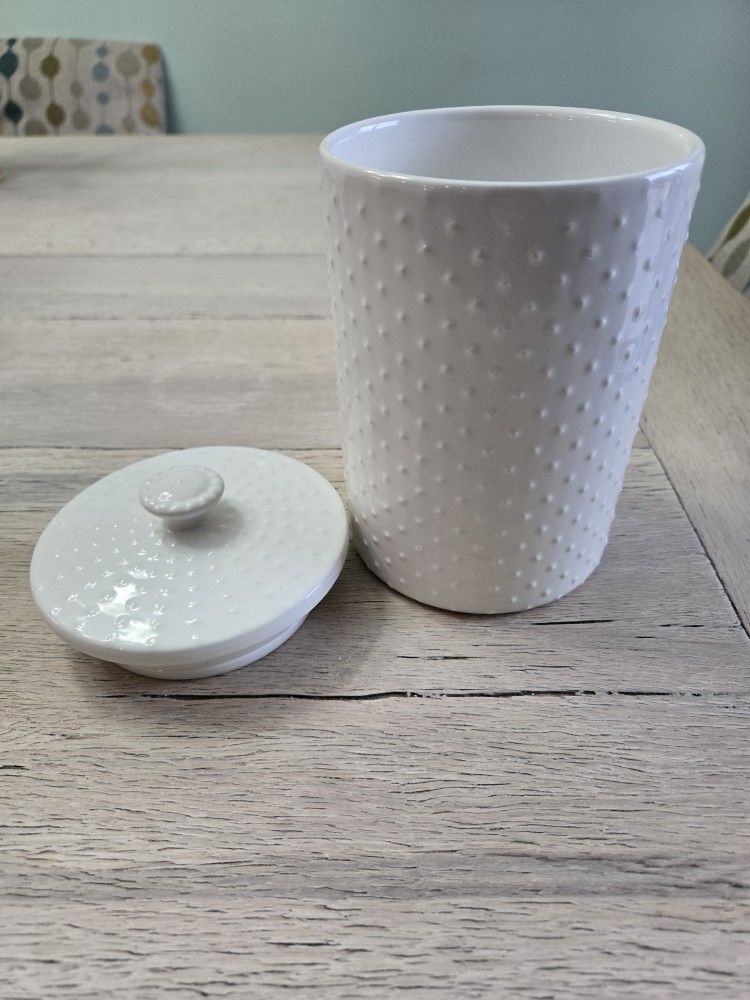 White Cannister/Jar With Lid