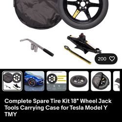 Complete Spare Tire Kit 18" Wheel Jack Tools Carrying Case for Tesla Model Y TMY