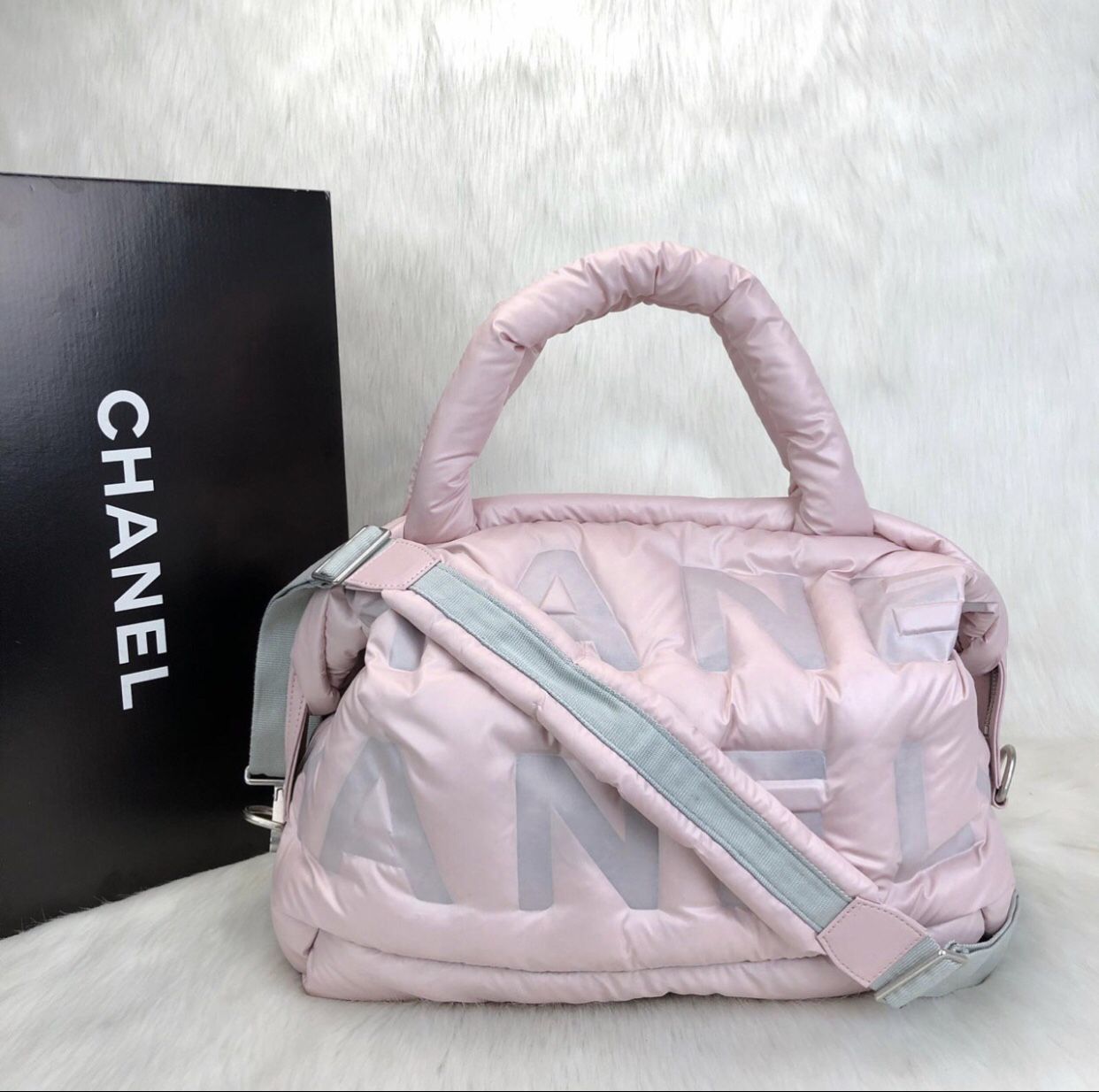 Chanel Doudoune Backpack Embossed Nylon Medium Blue 2325631