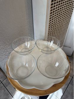 Princess House Set De 4 Bowls Hondos Para Postre De Crystal Heritage.