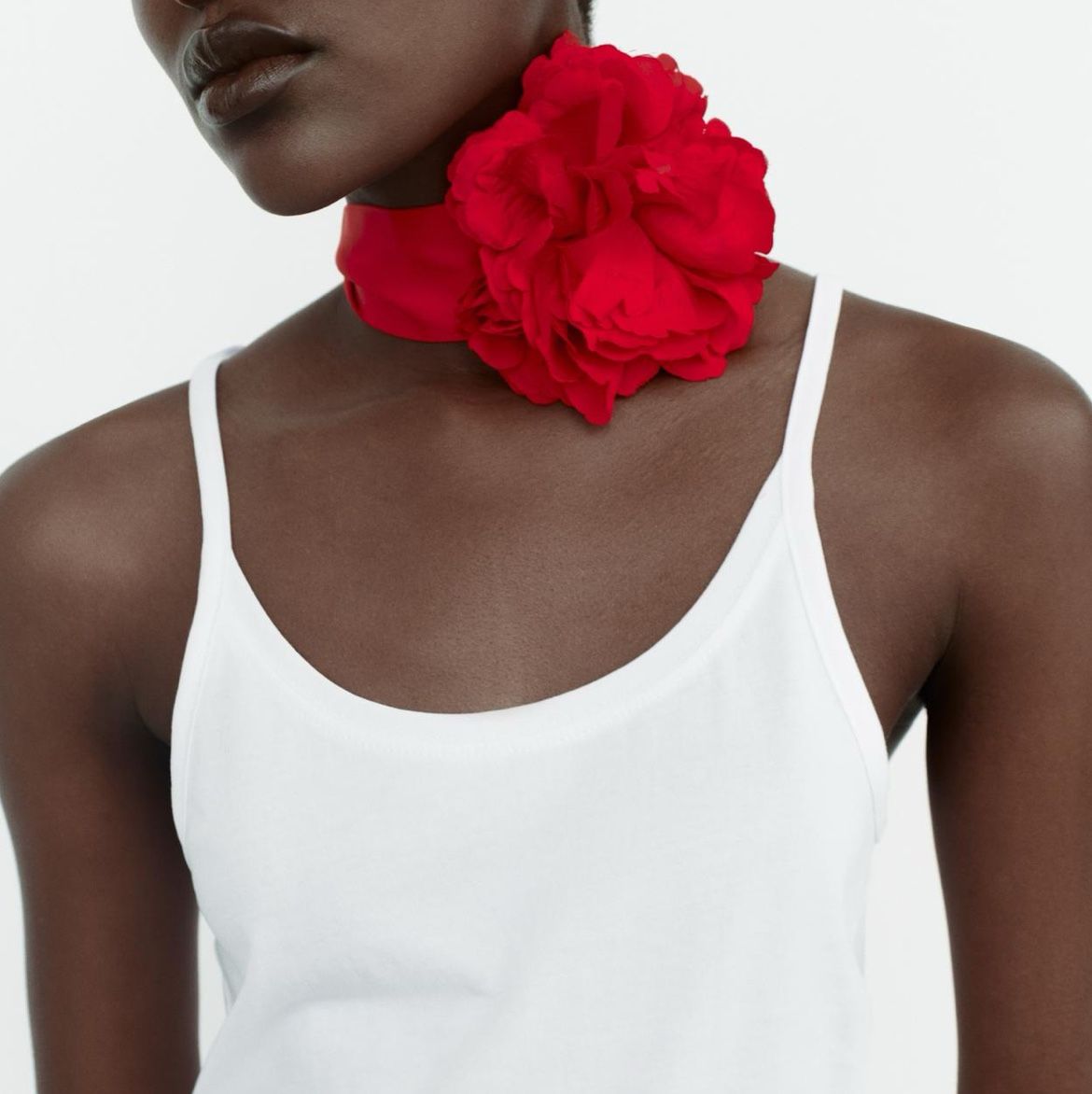 Zara Red Flower Choker Wrap Necklace NWT BRAND NEW