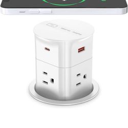 ANNQUAN Automatic Pop Up Countertop Outlet with 15W Wireless Charger 4.7''