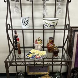 Kitchen Dining Bakers Rack Wine Storage Shelves 