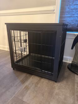 Black Furniture-Style Dog Crate / End Table (24" x 18" x 23.5") — $100