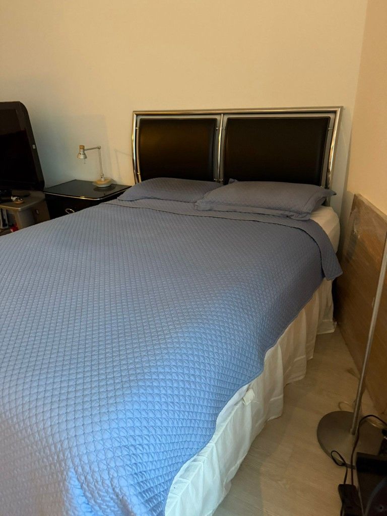 Bed, Mattress, Nightstand, Mirror & Coffee Table