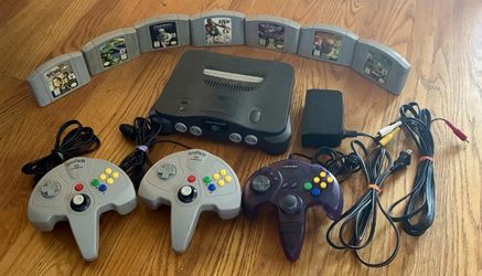 Nintendo 64 N64 Console + 3 Controllers + 7 Games + Power & AV Cables Bundle