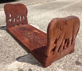 Vintage Carved Elephants Folding Book Stand *15.00* Shessham Wood Home Decor