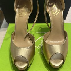 WOMENS SIZE 9 SAM EDELMAN FLORENCIA GOLD LEATHER