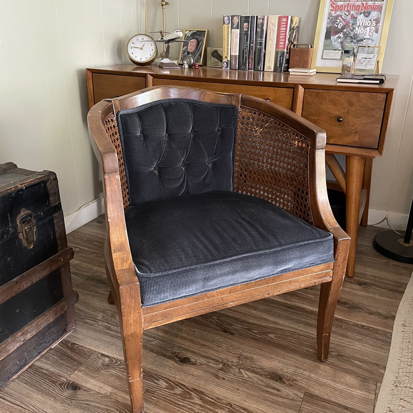 Antique Wood Library Chair