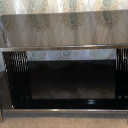 Black Glass And Metal Table 