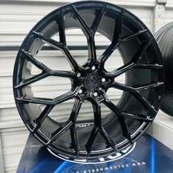 20” Staggered Gloss Black Rims With Tires