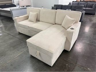 New Sleeper Sectional Couch with USB, Cup Holders and Storage! Free Delivery 🚚!