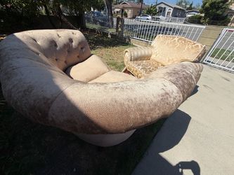Free Tufted Fabric Sofa and Armchair Set