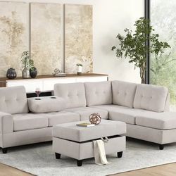 Reversible Sectional + Ottoman Beige ❤️