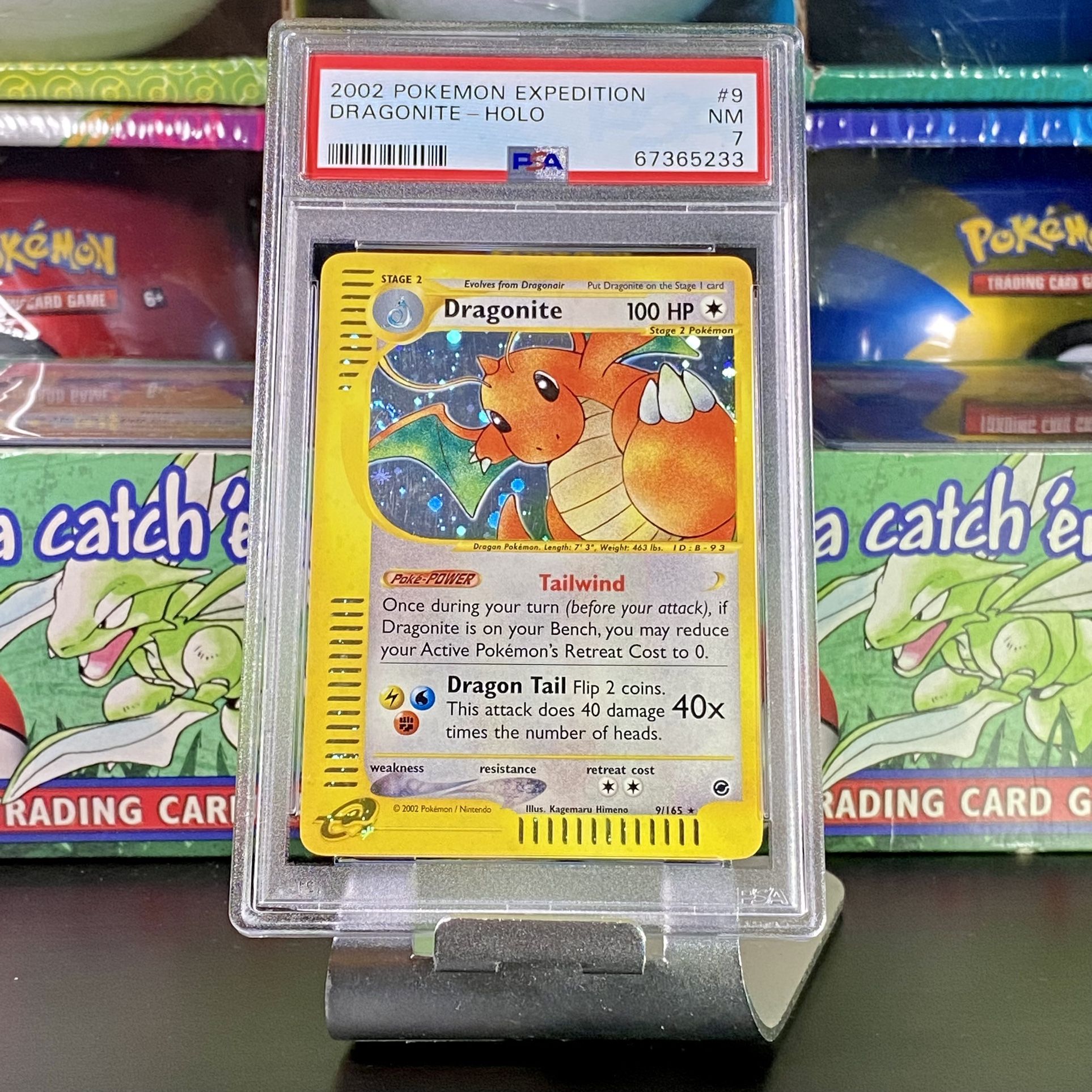 2002 Dragonite 9/165 Expedition Holo Rare Pokémon Card PSA 7