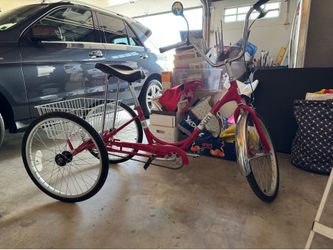 Three wheel bicycle, adult tricycle with basket