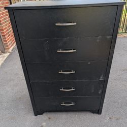 Black 5 Drawer Tall Dresser 