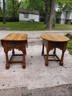 Solid oak wood end tables
