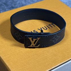 Louis Vuitton Black and Silver Monogram Bracelet 
